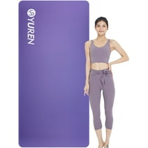 YR 1/2 inch Thick Yoga Mat 74"x35" Extra Wide Large Exercise Mat Floor Pilates Cardio Purple Foam