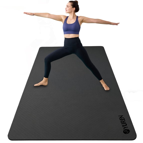 YR 2/5" Thick TPE Yoga Exercise Mat, Large Non-Slip Workout Pilates Mats for Men Women, Black