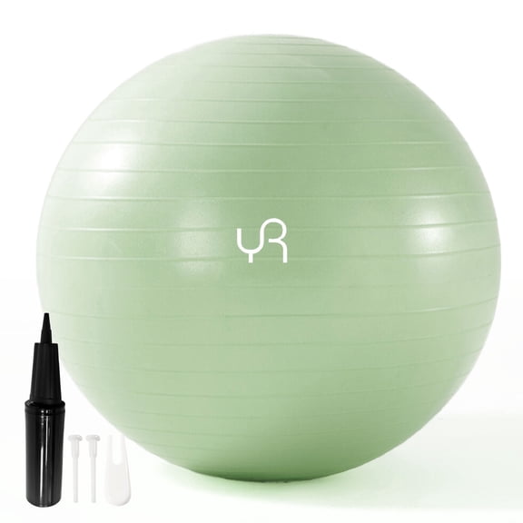 YR 55CM Exercise Ball, Anti-Burst Yoga Stability Ball for Pregnancy, Workout, Physical Therapy, Green