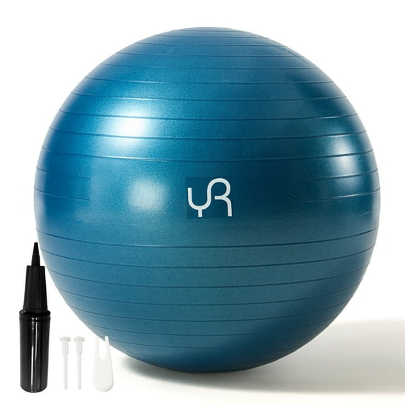 YR 55CM Yoga Ball, Anti-Burst Stability Exercise Ball for Pilates and Physical Therapy, Blue