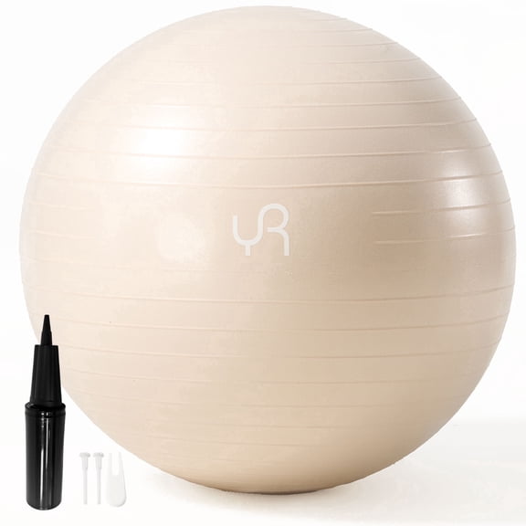 YR 55CM Exercise Ball, Anti-Burst Yoga Stability Ball for Pregnancy, Pilates, Physical Therapy, White