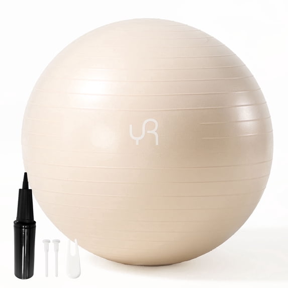YR 55CM Exercise Ball, Anti-Burst and Slip Resistant Yoga Ball for Gym Fitness and Physical Therapy, White