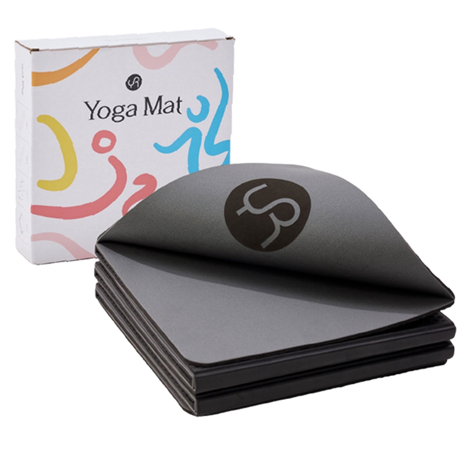 YR Travel Yoga Mat, Foldable Non-Slip Portable Exercise Mat for Hot Yoga, Pilates, HIIT, Home Gym, Workouts