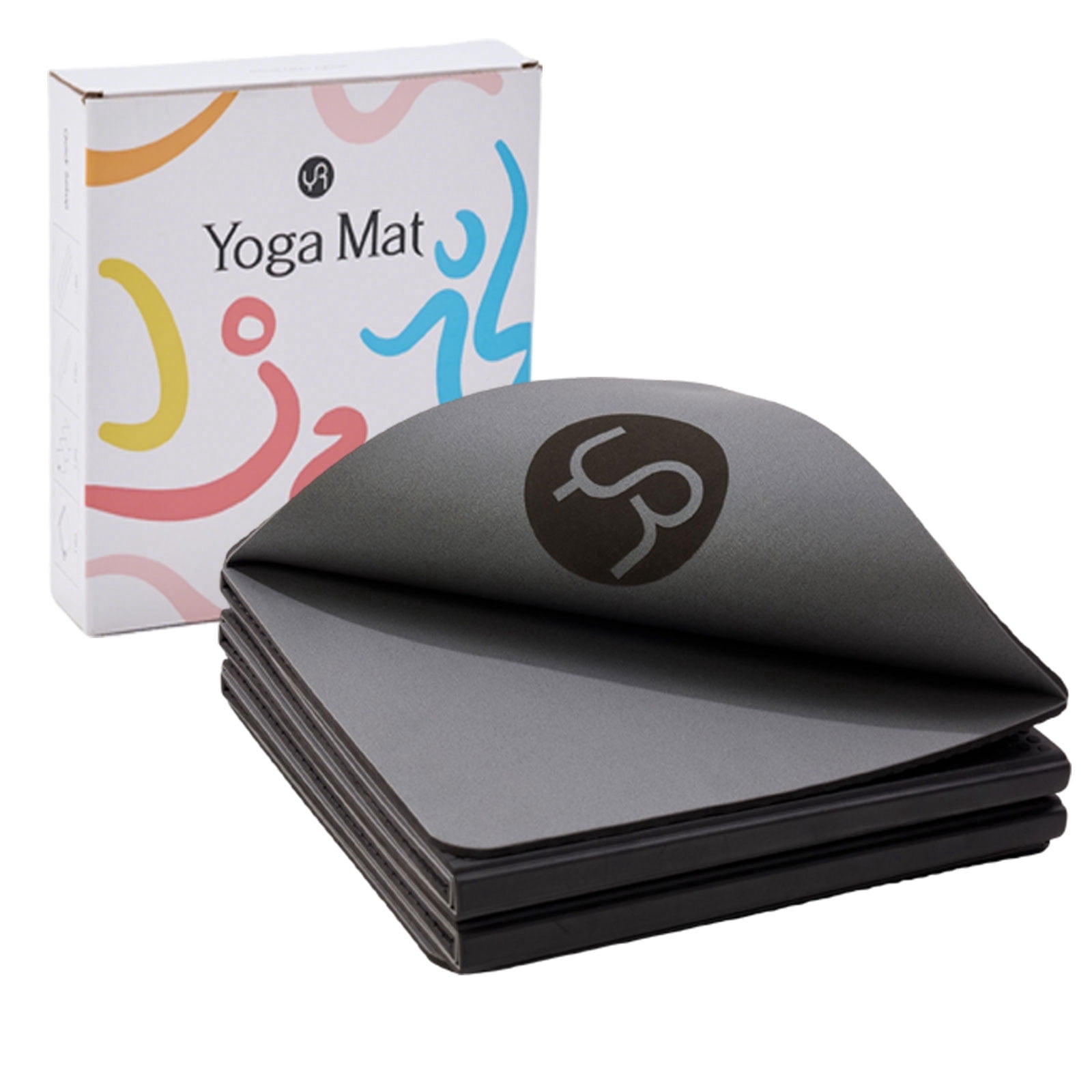 YR Travel Yoga Mat, Foldable Non-Slip Portable Exercise Mat for Hot Yoga, Pilates, HIIT, Home Gym, Workouts