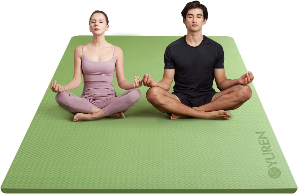 YR Large Fitness Mat 1 2 Thick TPE Foam 78 X51 Heavy Duty Floor Workout HIIT Yoga Cardio Exercise Green