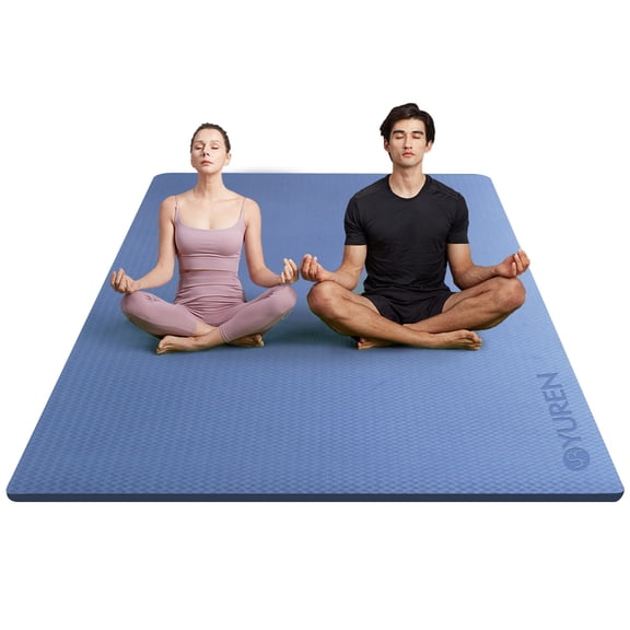 YR Large Yoga Mat Thick 15MM TPE Non-Slip Exercise Mats for Pilates Fitness Workouts, 78"X51", Blue
