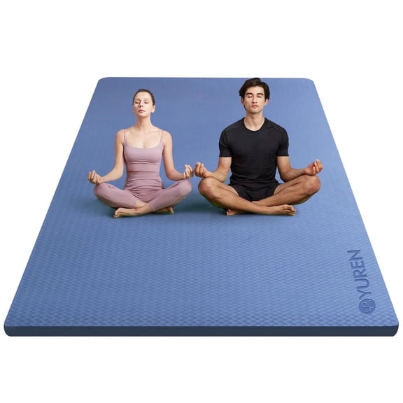 YR Large Yoga Mat Thick 15MM TPE Non-Slip Exercise Mats for Pilates Fitness Workouts, 78"X51", Blue