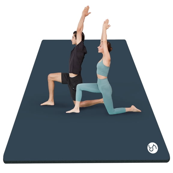 YR Large Yoga Mat Thick 1 inch 78"x51" Wide Exercise Mats for Home Gym Workout Yoga Pilates, Gray Blue