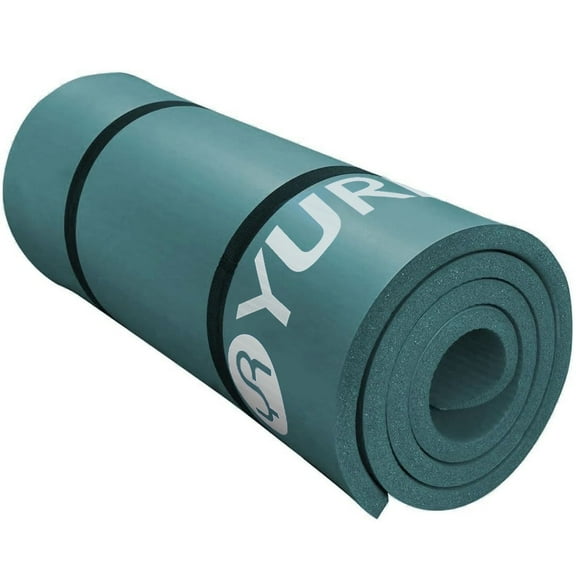 YR Extra Thick Yoga Mat 1-inch Pilate Exercise Mats for Home Gym Fitness, 76" Long Dark Green