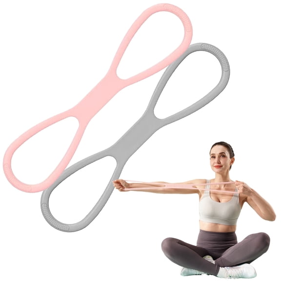 YR Figure 8 Resistance Bands - 2pcs Silicone Stretch Fitness Exercise Bands for Women Men