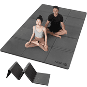 YR Foldable Yoga Mat Large 10mm Thick TPE Exercise Mats for Travel Home Gym Fitness, Black