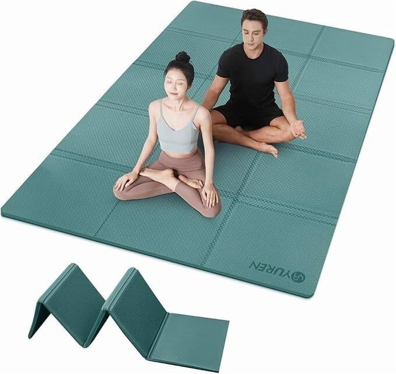 YR Foldable TPE Foam Non-Slip Exercise Yoga Mat, Large Folding Travel Mats, 10mm Thick