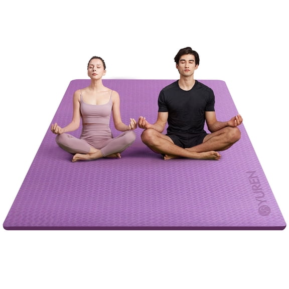 YR Large Exercise Mat 1/2" Thick TPE 78"X51" Yoga Heavy Duty Workout Gymnastic Mat, Purple