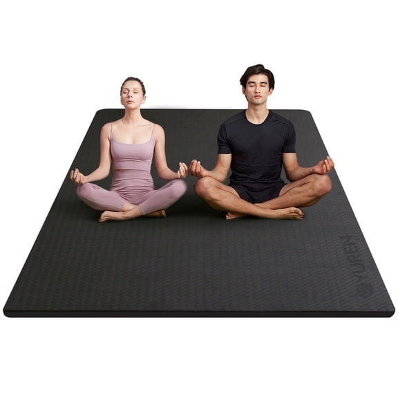 YR Extra Large Exercise Mat 78"X51" 1/2" Thick TPE Yoga Gym Mat with Carry Bag, Black