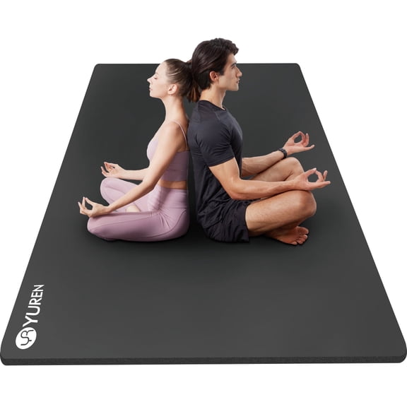 YR Large Yoga Exercise Mat 78"x51" 1/2" Thick NBR Foam Workout Mats, Black W/ Yoga Bag