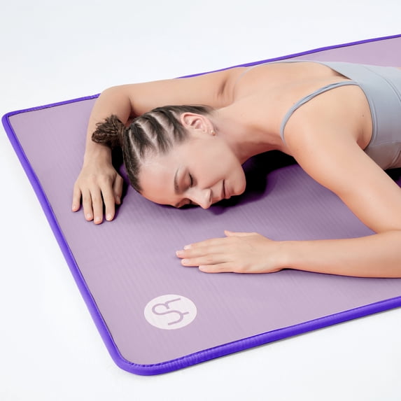 YR Large Yoga Mat 35"x72" Extra Wide 10mm Thick Foam Home Gym Workout Exercise Mat, Purple