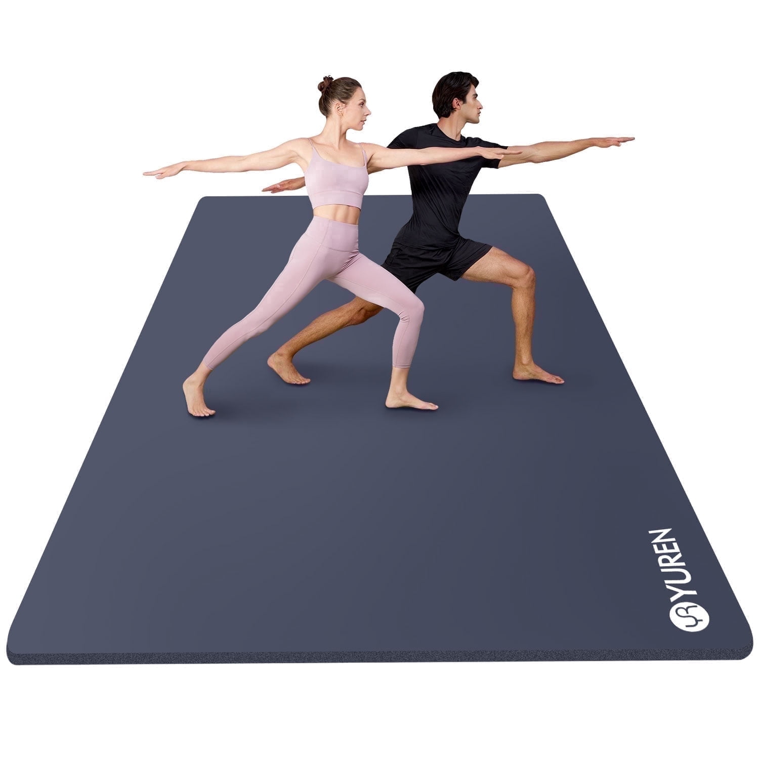 YR Extra Large Yoga Mat 78"x51" 10mm Thick Exercise Mats for Home Gym Workouts, Navy Blue