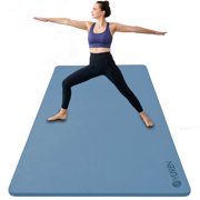 YR Wide Yoga Mat 76x35 TPE Non-Slip Durable Exercise Mats with Carry Bag, 10mm Thick Blue