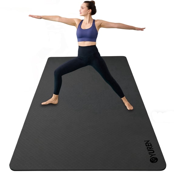 YR 2/5" Thick TPE Yoga Exercise Mat, Large Non-Slip Workout Pilates Mats for Men Women, Black