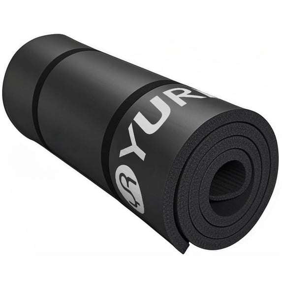 YR Yoga Mat Thick 15mm Hi-Density NBR Foam Pilates Exercise Mats for Home Gym Floor, Black W/ Bag