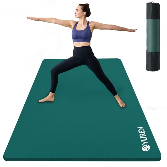 YR Thick Yoga Mat 15mm NBR 78"x35" Wide Exercise Workout Mats for Home Gym Floor Fitness Pad, Green