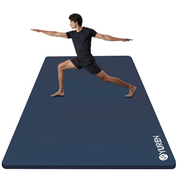 YR Thick Yoga Mat 78"x35" Large 1/2 inch Foam Pilates Cardio Fitness Floor Exercise Pad, GrayBlue
