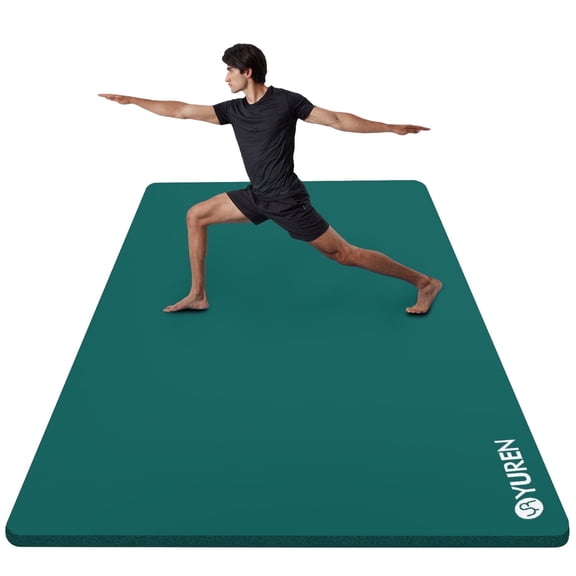 YR Thick Yoga Mat 15mm NBR 78"x35" Wide Exercise Workout Mats for Home Gym Floor Fitness Pad Green