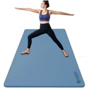 YR Wide Yoga Mat 76"x35" TPE Non-Slip Durable Exercise Mats with Carry Bag, 10mm Thick Blue