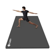 YR Workout Mat for Home Gym 6'x4' Large 1/2" Thick Foam Floor Exercise Matt Yoga Cardio Black