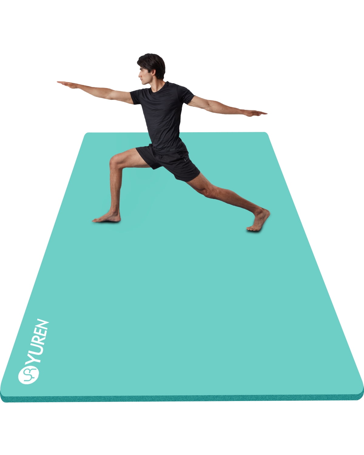 YR Workout Mat for Home Gym 6'x4' Large 1/2 Thick Foam Floor Exercise Matt  Yoga Cardio IceBlue 