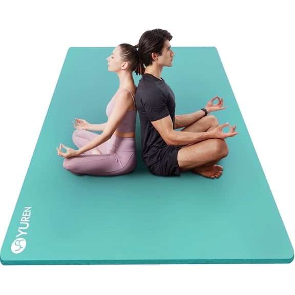YR Extra Large Yoga Mat 78"x51" Thick 1/2" NBR Foam Exercise Mats for Home Gym Workout, Ice Blue
