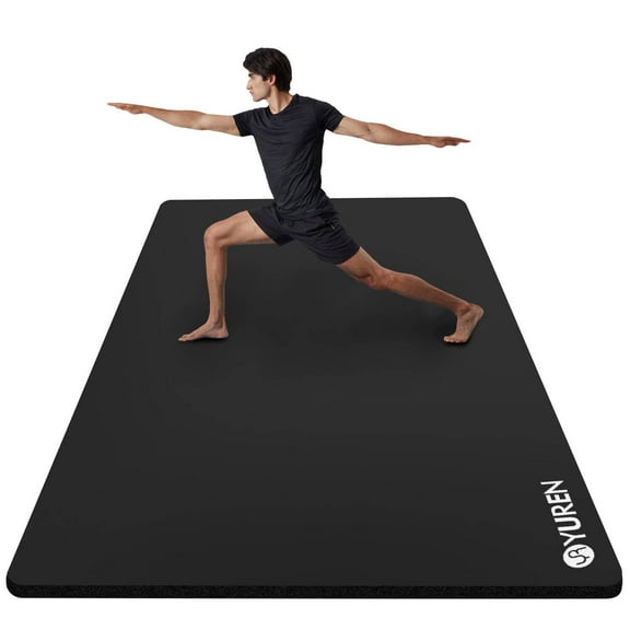 YR Large Yoga Mat 10mm Thick NBR 78"x35" Wide Exercise Workout Mats for Home Gym Floor Fitness Pad, Black