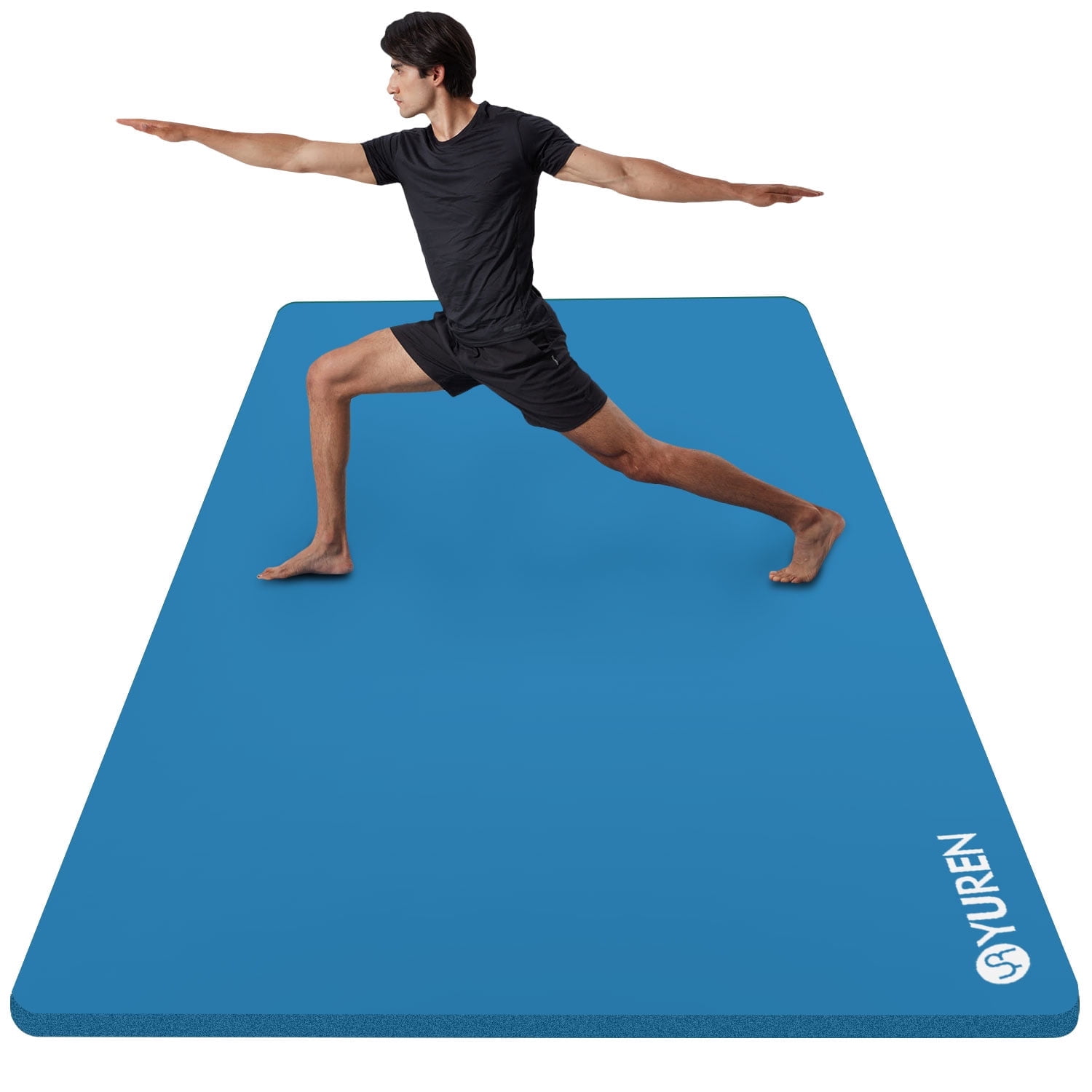 YR XL Yoga Mat 78"x35" Wide NBR Exercise Workout Mats for Home Gym Floor Fitness Pad, 10mm Thick Blue