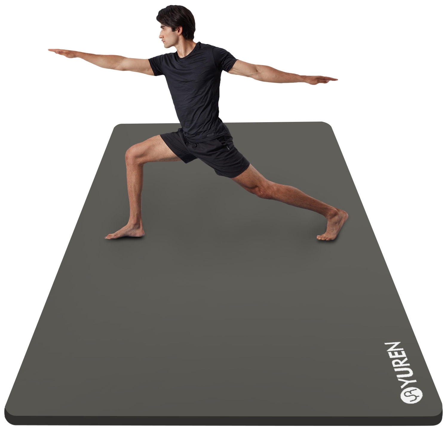YR Thick Yoga Mat 10mm NBR 78"x35" Wide Exercise Workout Mats Large for Home Gym Floor Fitness Pad, Gray