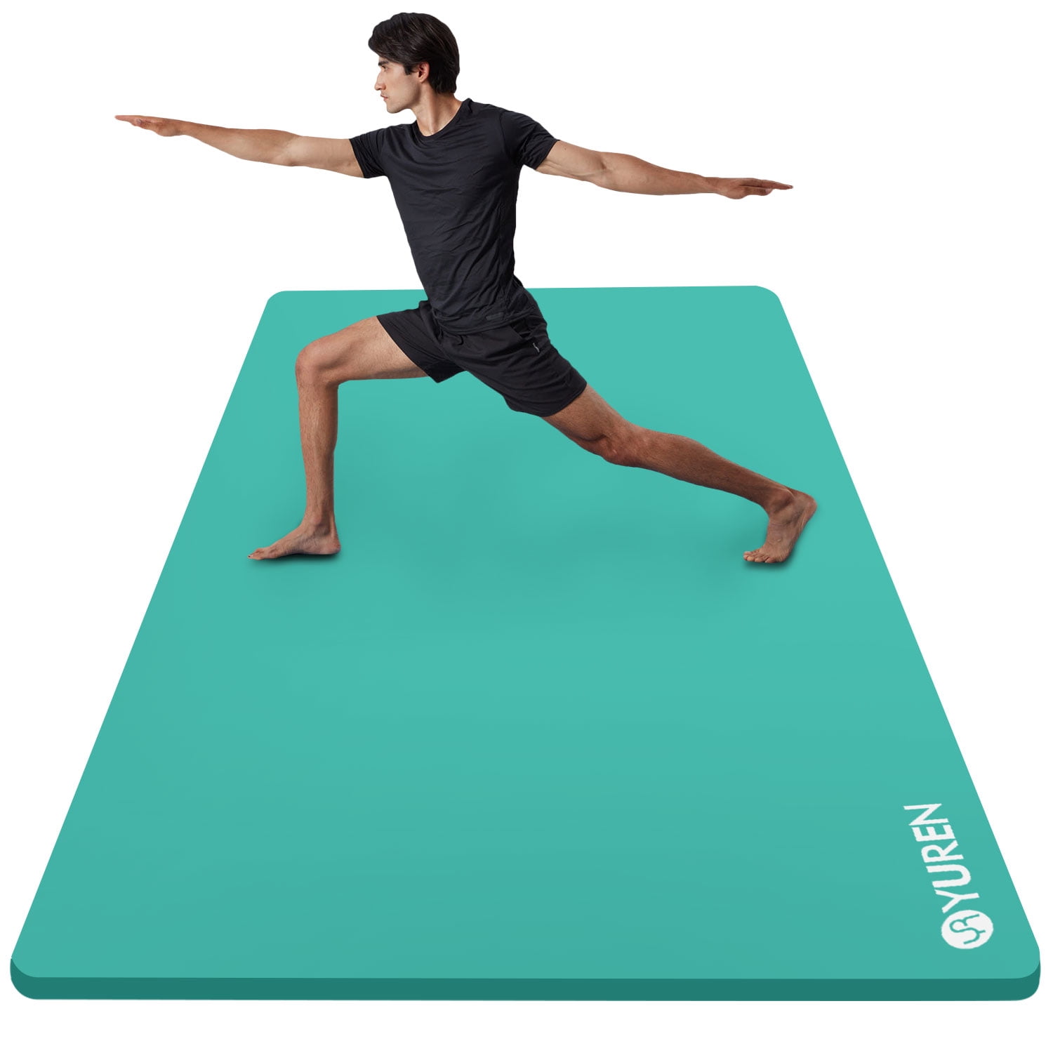 YR Large Yoga Mat 78"x35" Wide NBR Exercise Workout Mats for Home Gym Floor Fitness Pad, Thick 10mm Iceblue
