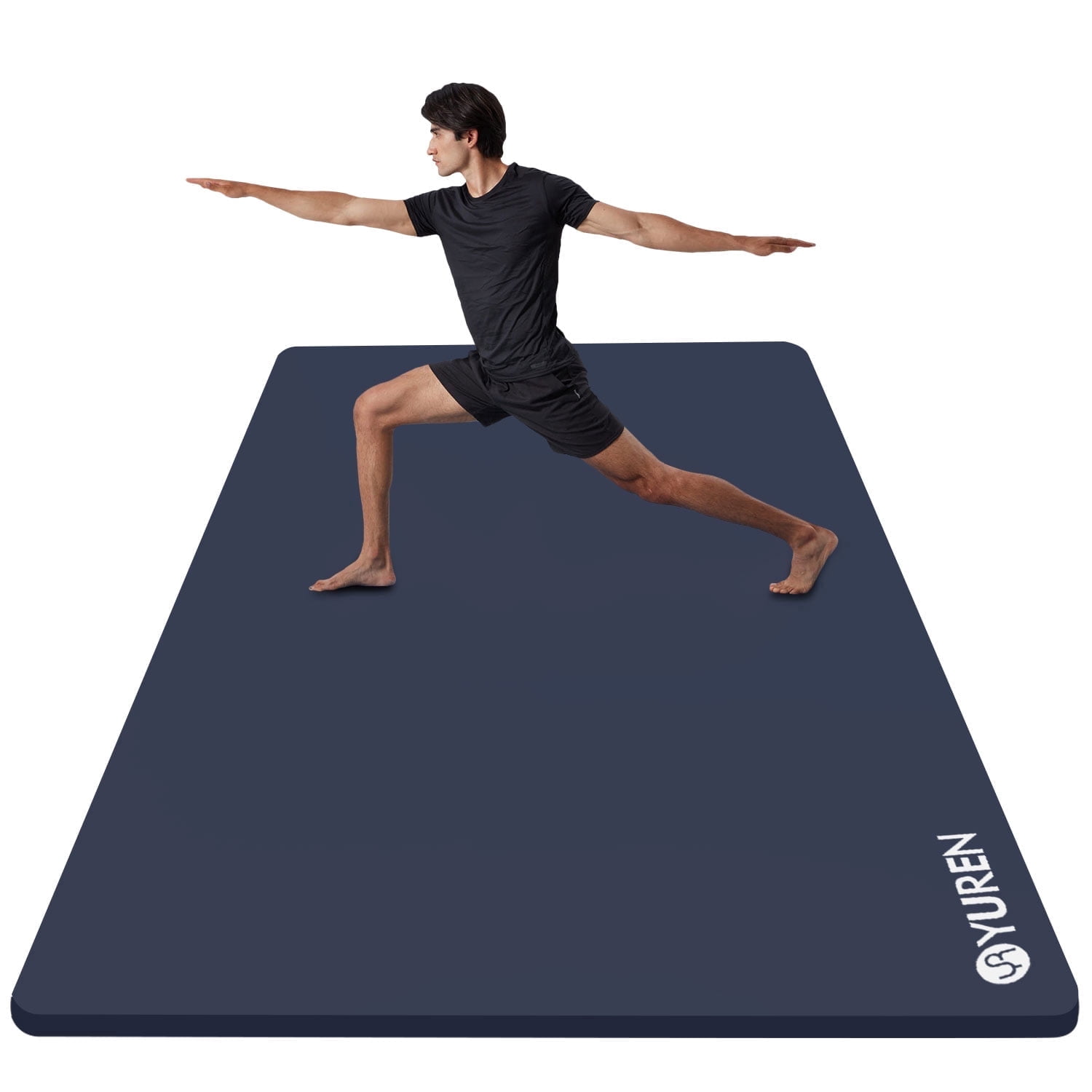 YR Wide Yoga Mat 78"x35" Thick 10mm NBR Exercise Mats Large for Home Gym Floor Fitness Pad, Navy Blue