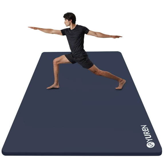 YR Large Yoga Mat Thick 10mm NBR 78"x35" Exercise Workout Mats Wide for Home Gym Floor Fitness Pad, NavyBlue