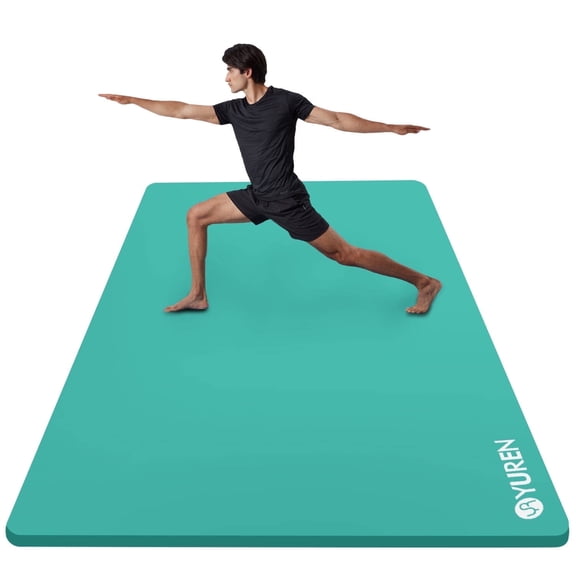 YR Large Yoga Mat 15mm Thick NBR 78"x35" Wide Exercise Mats for Home Gym Floor Fitness Pad, Ice Blue W/Bag