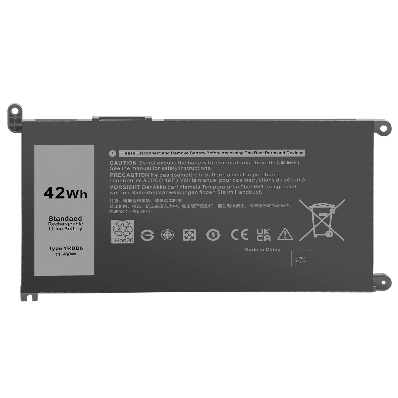 YRDD6 Battery For Dell P111G P116G P61F P70F P76F P78F P85F P92G