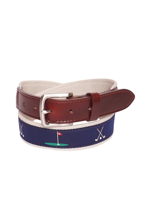 Men's Navy 18th Hole Ribbon Belt (Made in USA)