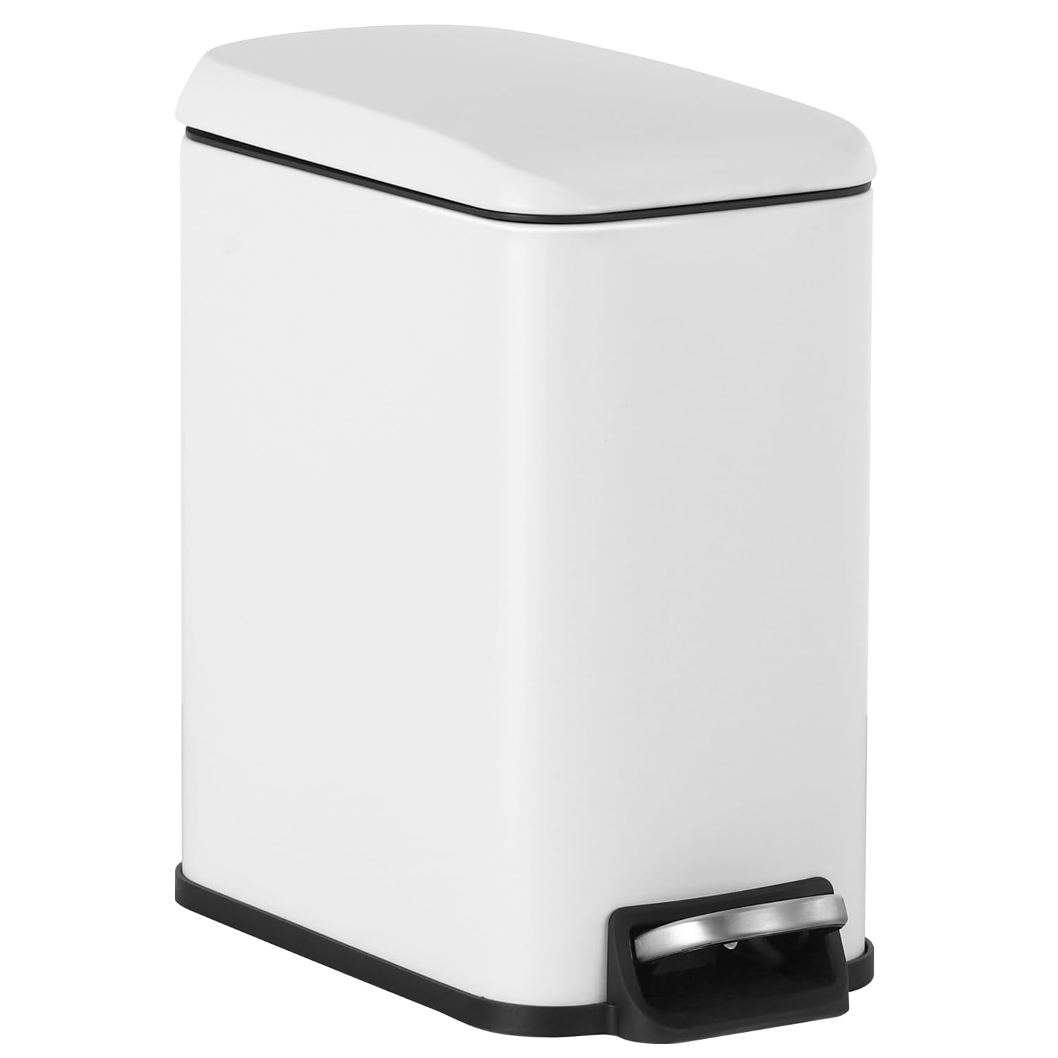 YRLLENSDAN Small Bathroom Trash Can with Lid, Step Trash Can with Foot ...