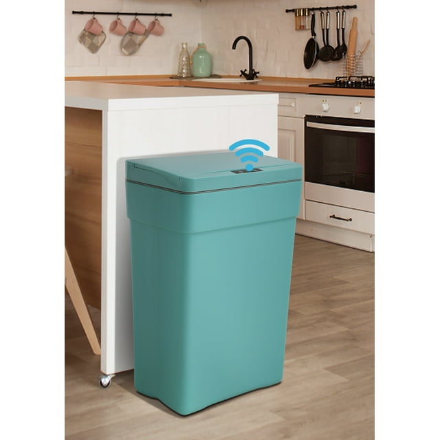 YRLLENSDAN 13 Gallon Bathroom Trash Can with Lid, Plastic Automatic