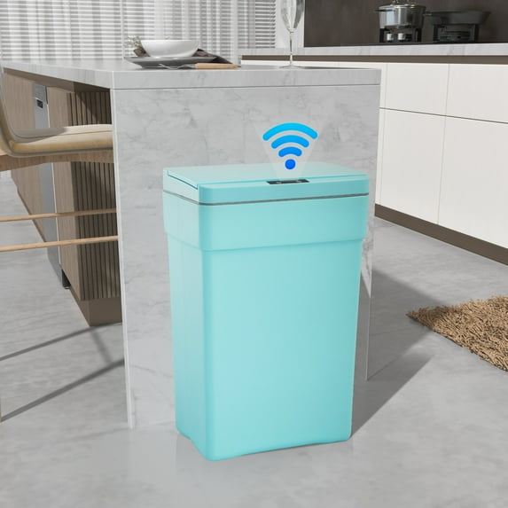 YRLLENSDAN 13 Gallon Bathroom Trash Can with Lid, Plastic Automatic Garbage Cans for Kitchen 50 Liter Auto Open Trash Bin Small with Touch-Free & Motion Sensor Lid for Bedroom Home Office