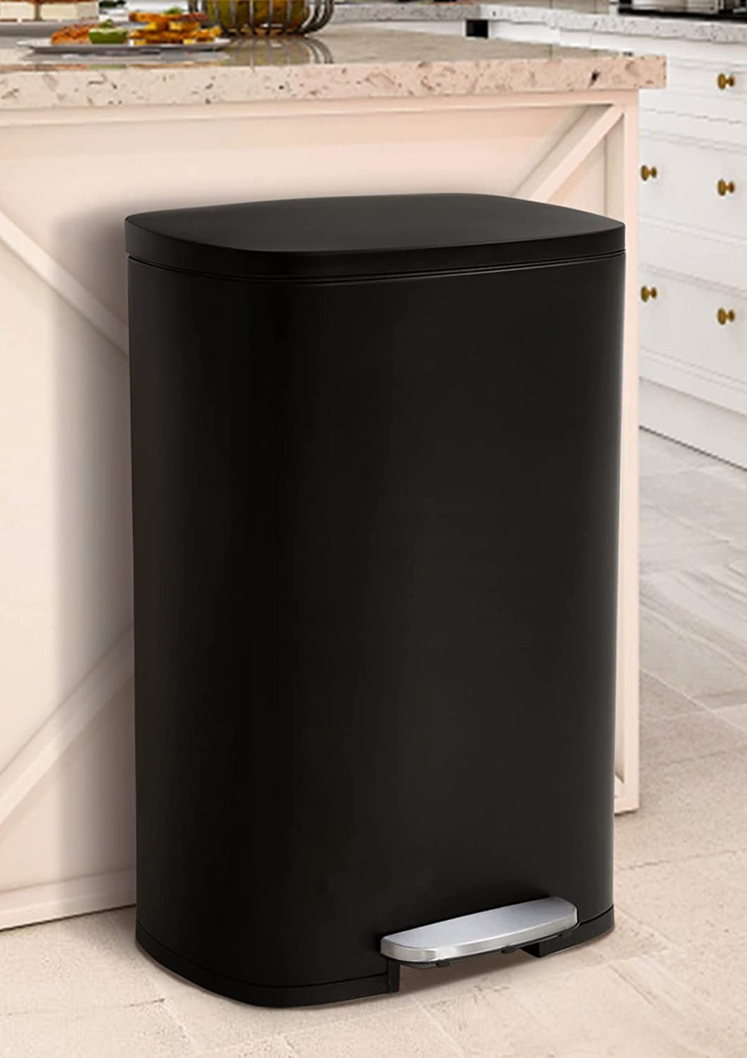 Black 13-Gallon Kitchen Trash Can with Foot Pedal Step Lid - On Sale - Bed  Bath & Beyond - 32072441