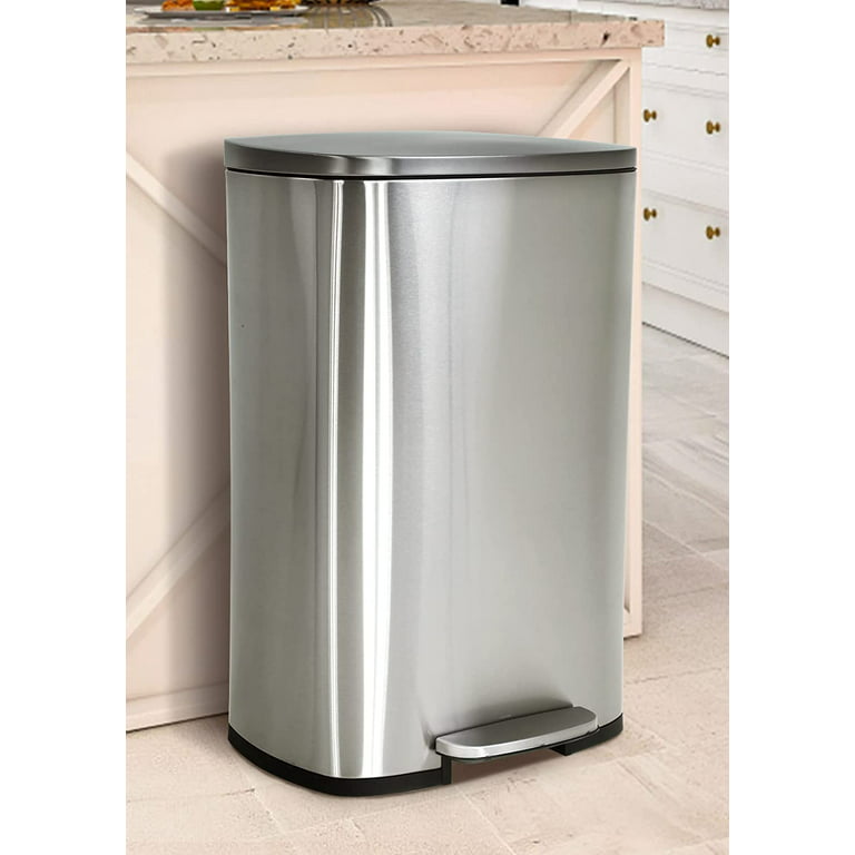 YRLLENSDAN 13 Gallon Touch Free Trash Can with Lid Auto Open, Motion Sensor Kitchen  Garbage Can Stainless Steel Dustbin for Kitchen with Anti-Fingerprint Mute Trash  Bin for Office Bedroom 