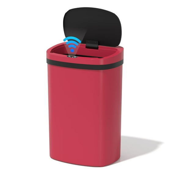 YRLLENSDAN 13 Gallon Trash Can Motion Sensor Touchless Automatic Garbage Cans with Lid and Odor Filter for Kitchen Bedroom Office Living Room, Red