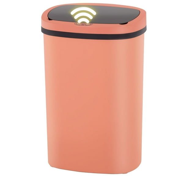 YRLLENSDAN 13 Gallon Touch Free Trash Can with Lid Auto Open, 49L Motion Sensor Kitchen Garbage Can Plastic Dustbin for Kitchen with Anti-Fingerprint Trash Bin for Office Bedroom, Pink 1 Pack