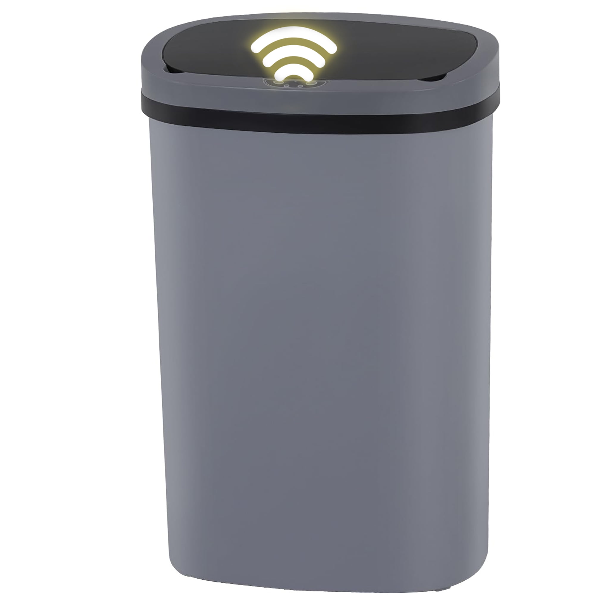 YRLLENSDAN 13 Gallon Touch Free Trash Can with Lid Auto Open, 49L Motion Sensor Kitchen Garbage Can Plastic Dustbin for Kitchen with Anti-Fingerprint Trash Bin for Office Bedroom, Gray 1 Pack