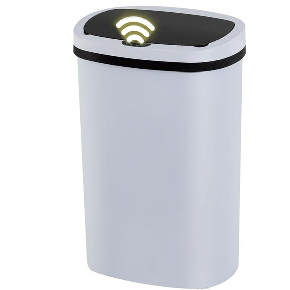 YRLLENSDAN 13 Gallon Touch Free Trash Can with Lid Auto Open, 49L Motion Sensor Kitchen Garbage Can Plastic Dustbin for Kitchen with Anti-Fingerprint Trash Bin for Office Bedroom, White 1 Pack