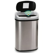 YRLLENSDAN 13 Gallon Touch Free Trash Can with Lid Auto Open, Motion Sensor Kitchen Garbage Can Stainless Steel Dustbin for Kitchen with Anti-Fingerprint Mute Trash Bin for Office Bedroom
